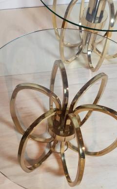 Milo Baughman Pair of Hand Crafted Elliptical Brass Frame Side Tables Glass Tops Italy 1970s - 2473987