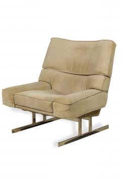 Milo Baughman Pair of Large Milo Baughman Chrome and suede Club Chairs - 4274055
