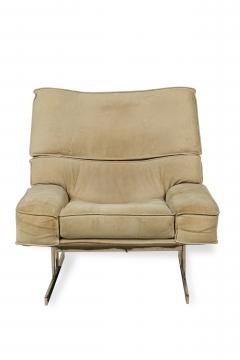 Milo Baughman Pair of Large Milo Baughman Chrome and suede Club Chairs - 4274056