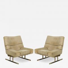 Milo Baughman Pair of Large Milo Baughman Chrome and suede Club Chairs - 4289878