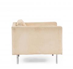 Milo Baughman Pair of Mid Century Beige Upholstered Arm Chair - 1438595