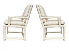 Milo Baughman Pair of Mid Century Modern Milo Baughman Style Parsons Lounge Armchairs in Beige - 3433417