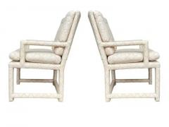 Milo Baughman Pair of Mid Century Modern Milo Baughman Style Parsons Lounge Armchairs in Beige - 3433417