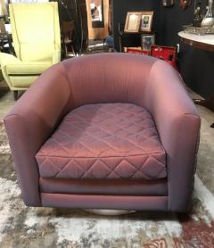 Milo Baughman Pair of Mid Century Modern Milo Baughman style Swivel Club Chairs Platform Base  - 1801096