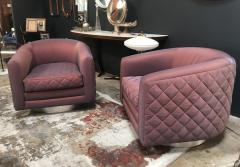 Milo Baughman Pair of Mid Century Modern Milo Baughman style Swivel Club Chairs Platform Base  - 1801098