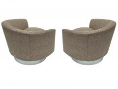 Milo Baughman Pair of Mid Century Modern Swivel Lounge Club Chairs in Tweed Brushed Steel - 2820702