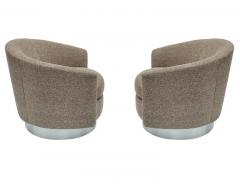 Milo Baughman Pair of Mid Century Modern Swivel Lounge Club Chairs in Tweed Brushed Steel - 2820703