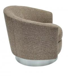 Milo Baughman Pair of Mid Century Modern Swivel Lounge Club Chairs in Tweed Brushed Steel - 2820719