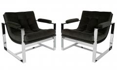 Milo Baughman Pair of Milo Baughman Chrome Scoop Lounge Chairs - 928030