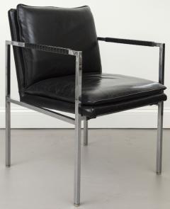 milo baughman pair of milo baughman chrome and black leather chairs