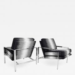 Milo Baughman Pair of Milo Baughman Lounge Chairs in New Upholstery by Romo - 1327957