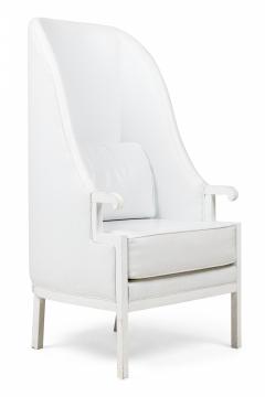 Milo Baughman Pair of Milo Baughman Mid Century Modern High Back White Wing Armchairs - 4274751