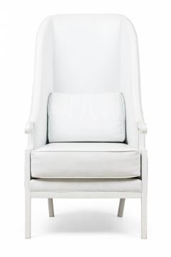 Milo Baughman Pair of Milo Baughman Mid Century Modern High Back White Wing Armchairs - 4274752
