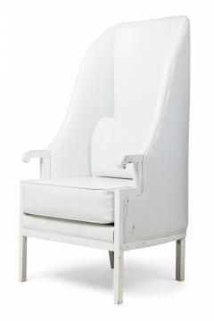 Milo Baughman Pair of Milo Baughman Mid Century Modern High Back White Wing Armchairs - 4274753