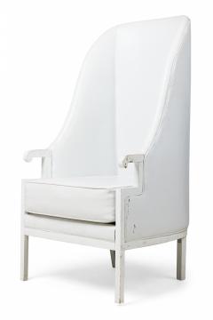 Milo Baughman Pair of Milo Baughman Mid Century Modern High Back White Wing Armchairs - 4274755