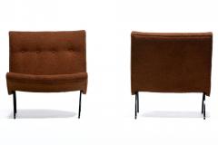 Milo Baughman Pair of Milo Baughman Scoop Chairs in Chocolate Boucl with Iron Legs c 1950s - 4507907
