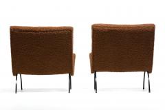 Milo Baughman Pair of Milo Baughman Scoop Chairs in Cocoa Boucl with Iron Legs c 1950s - 4222858