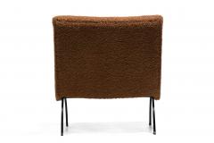 Milo Baughman Pair of Milo Baughman Scoop Chairs in Cocoa Boucl with Iron Legs c 1950s - 4222864