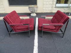 Milo Baughman Pair of Milo Baughman Style Chrome Flat Bar Lounge Chairs Mid Century Modern - 1222407