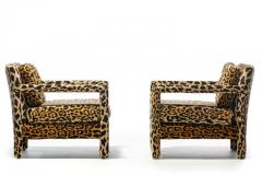 Milo Baughman Pair of Milo Baughman Style Mid Century Parsons Chairs in Leopard Velvet c 1970 - 2252424