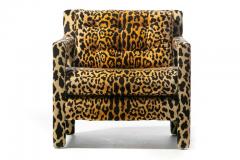 Milo Baughman Pair of Milo Baughman Style Mid Century Parsons Chairs in Leopard Velvet c 1970 - 2252428