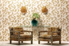 Milo Baughman Pair of Milo Baughman Style Mid Century Parsons Chairs in Leopard Velvet c 1970 - 2252433