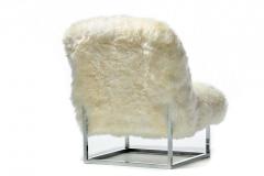 Milo Baughman Pair of Milo Baughman Style Sheepskin Chrome Slipper Chairs c 1970s - 2734325