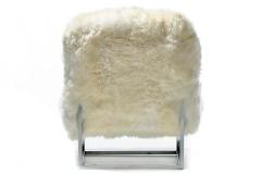 Milo Baughman Pair of Milo Baughman Style Sheepskin Chrome Slipper Chairs c 1970s - 2734326