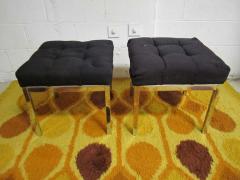 Milo Baughman Pair of Milo Baughman Style Tufted Chrome Stools Mid century Modern - 1234285