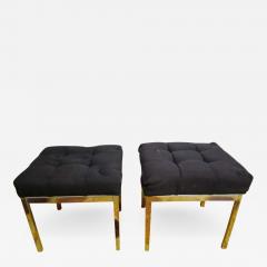 Milo Baughman Pair of Milo Baughman Style Tufted Chrome Stools Mid century Modern - 1234753