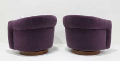 Milo Baughman Pair of Milo Baughman Swivel Chairs in Maharam Mohair - 4005359