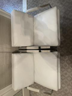 Milo Baughman Pair of Milo Baughman chrome lounge chairs in white leather - 4335062