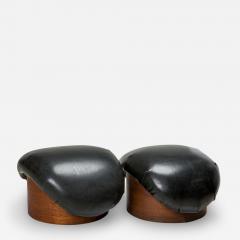 Milo Baughman Pair of Milo Baughman for Thayer Coggin American Curved Black Ottomans - 2792523