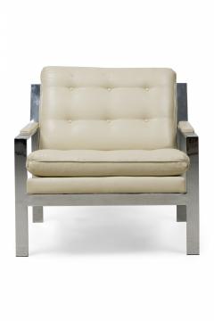 Milo Baughman Pair of Milo Baughman for Thayer Coggin Chrome Leather Upholstered Armchairs - 4273895