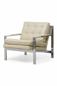 Milo Baughman Pair of Milo Baughman for Thayer Coggin Chrome Leather Upholstered Armchairs - 4273896