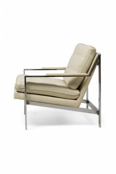 Milo Baughman Pair of Milo Baughman for Thayer Coggin Chrome Leather Upholstered Armchairs - 4273897