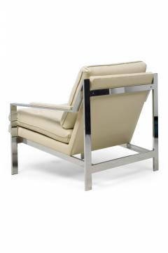 Milo Baughman Pair of Milo Baughman for Thayer Coggin Chrome Leather Upholstered Armchairs - 4273898