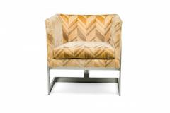 Milo Baughman Pair of Milo Baughman for Thayer Coggin Chrome and Beige T Bar Armchairs - 4273945