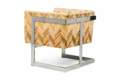 Milo Baughman Pair of Milo Baughman for Thayer Coggin Chrome and Beige T Bar Armchairs - 4273949