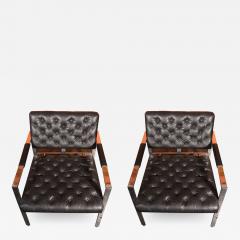 Milo Baughman Pair of Milo Baughman for Thayer Coggin Leather Lounge Chairs - 2256918