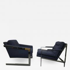 Milo Baughman Pair of Milo Baughman style Matched Mismatched Chrome Lounge Chairs - 1229675