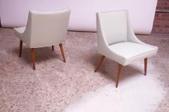 Milo Baughman Pair of Vintage Diminutive Walnut and Leather Slipper Chairs by Milo Baughman - 1072618