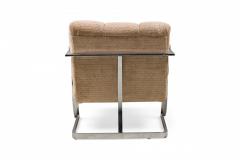 Milo Baughman Polished Silver Metal and Beige Upholstered Armchair manner of Milo Baughman - 4273919