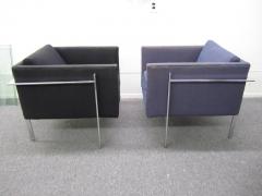 Milo Baughman Rare Pair of Milo Baughman Solid Flat Bar Chrome Cube Chairs Mid Century Modern - 1200423