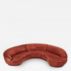 Milo Baughman Red Leather Sectional Sofa - 2139817