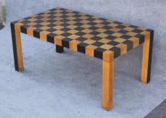 Milo Baughman Restored Black Walnut Patchwork Rectangular Table after Milo Baughman w Leaf - 3576044