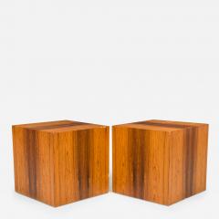 Milo Baughman Rosewood Veneer Cube End Side Tables - 2789808