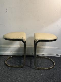 Milo Baughman SUITE OF FOUR MODERN BRASS BAR STOOLS - 4275140
