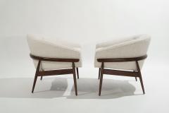 Milo Baughman Sculptural Walnut Barrel Lounge Chairs 1950s - 2515103