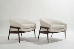 Milo Baughman Sculptural Walnut Barrel Lounge Chairs 1950s - 2515105